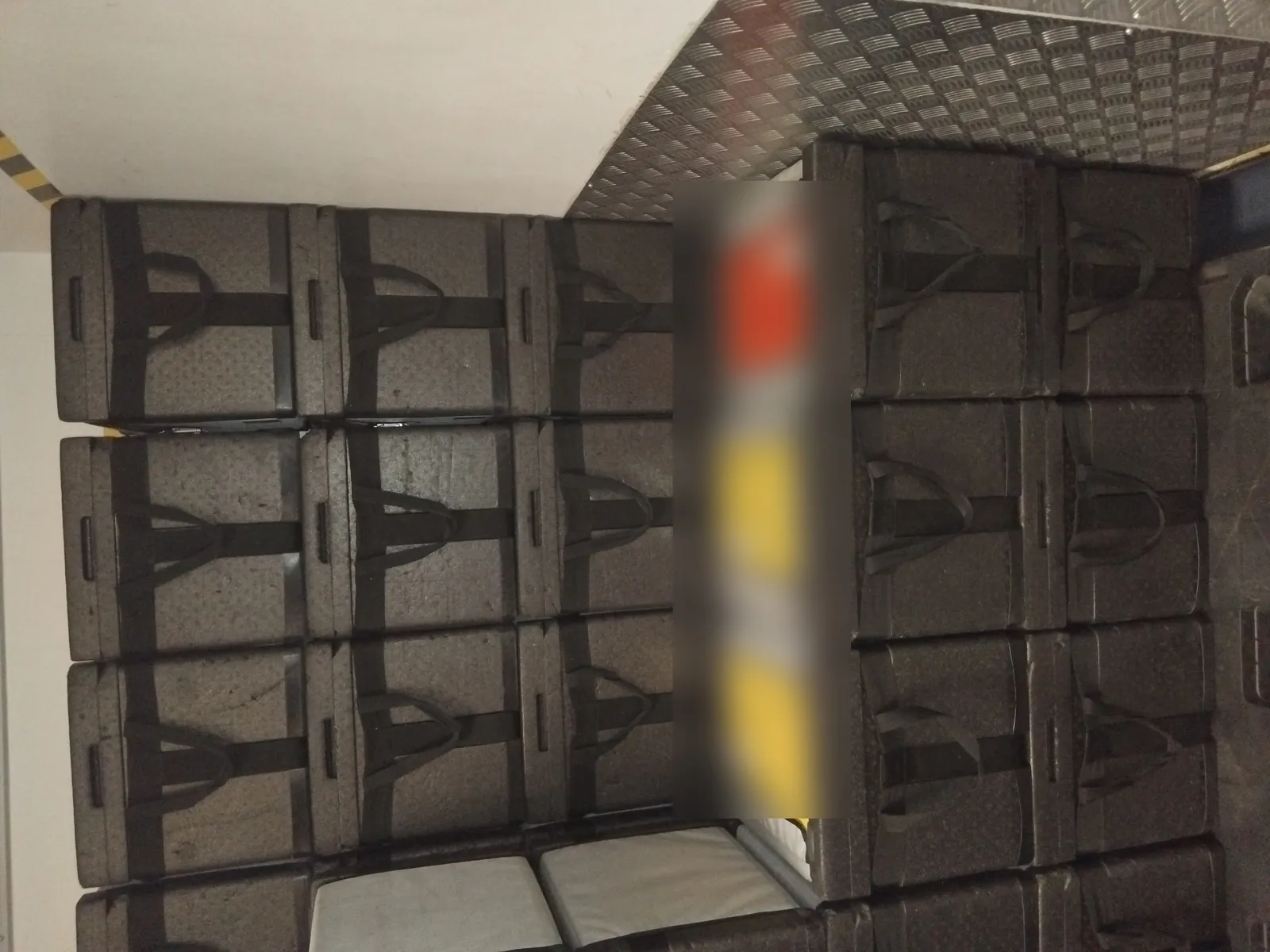 Inside a Red Eagle Logistics courier van loaded with insulated boxes for temperature-controlled cold-chain transport